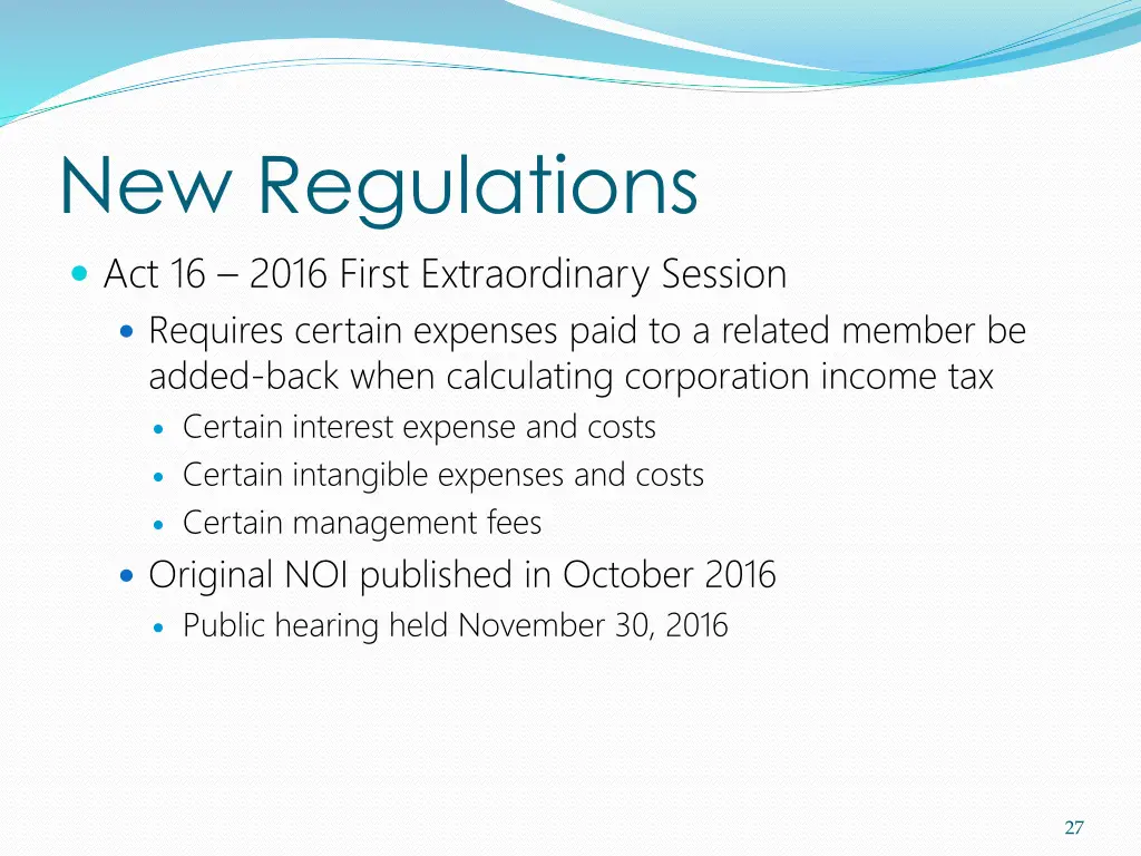 new regulations act 16 2016 first extraordinary