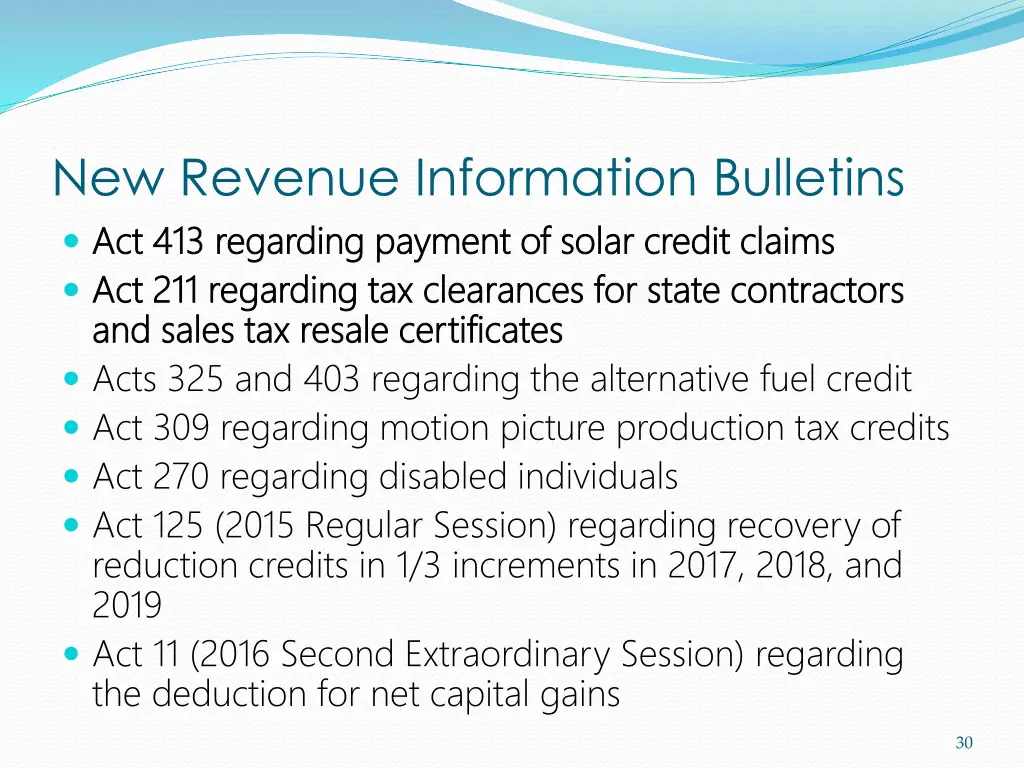 new revenue information bulletins