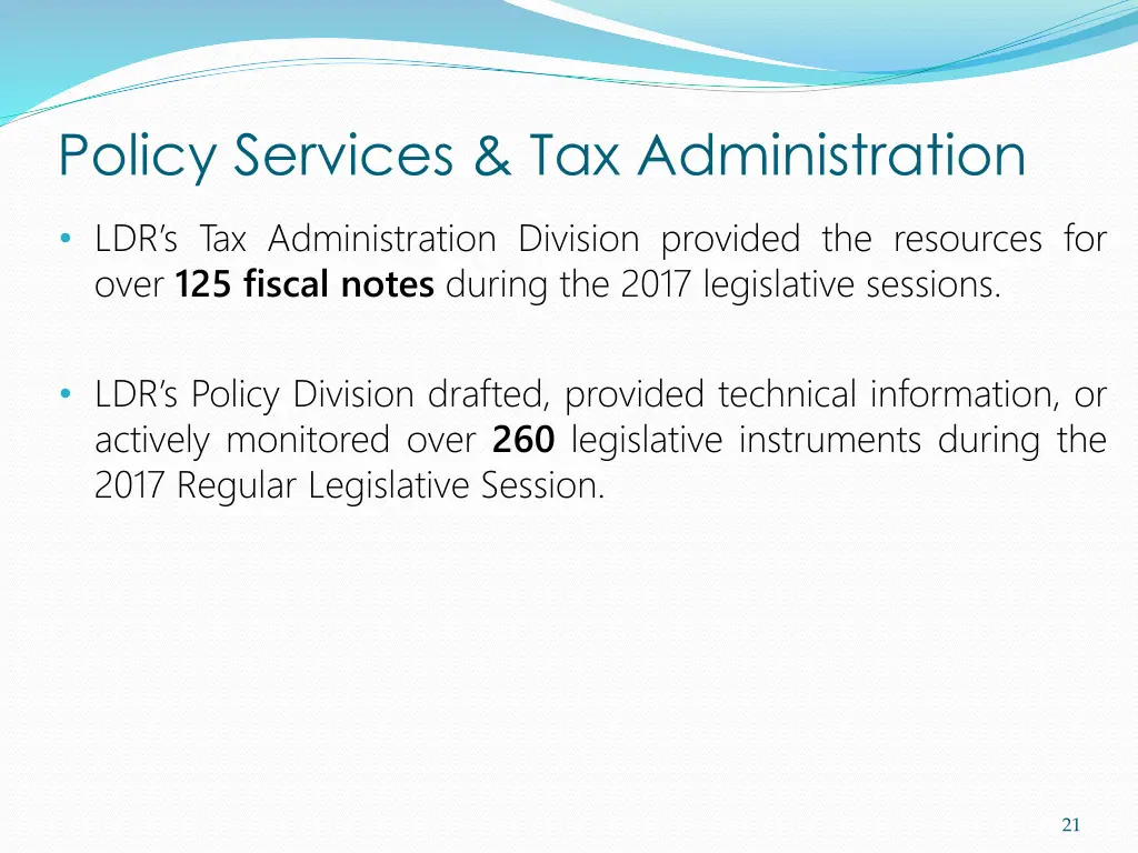 policy services tax administration