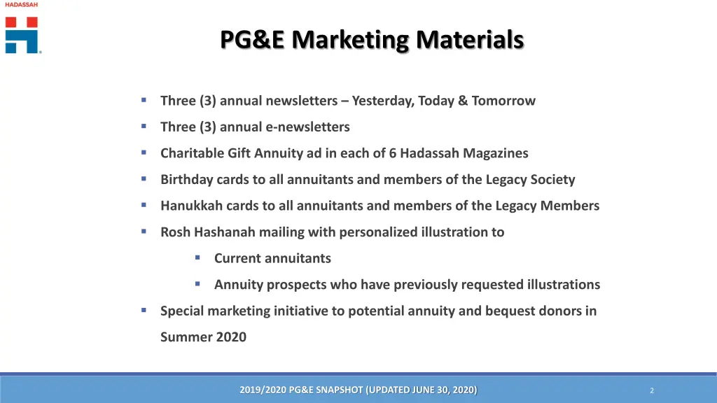 pg e marketing materials