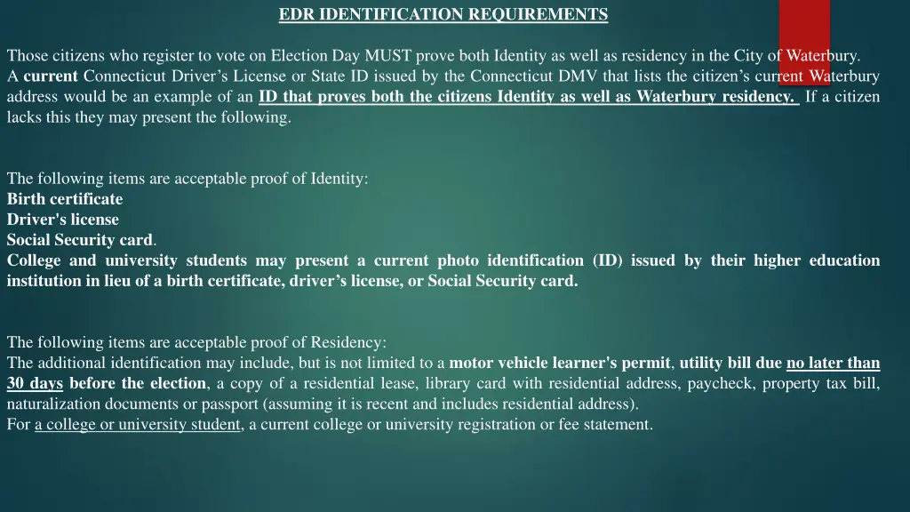 edr identification requirements 1