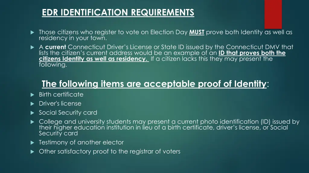 edr identification requirements