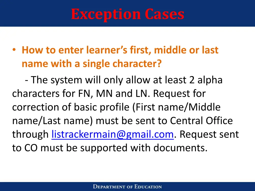 exception cases 1