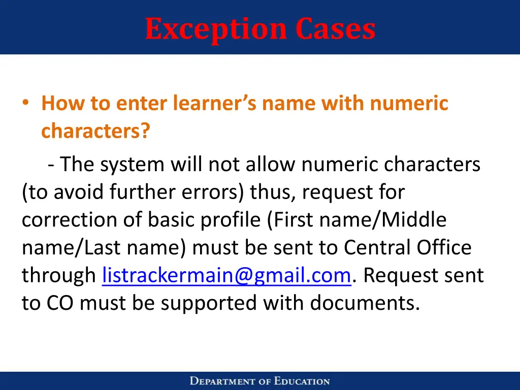 exception cases