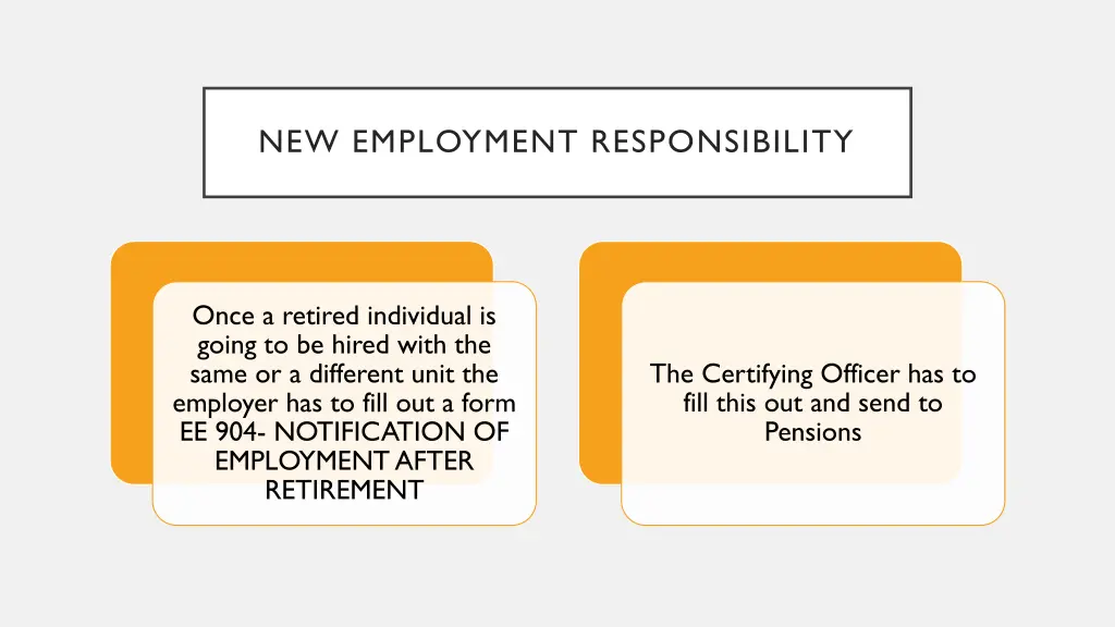 new employment responsibility