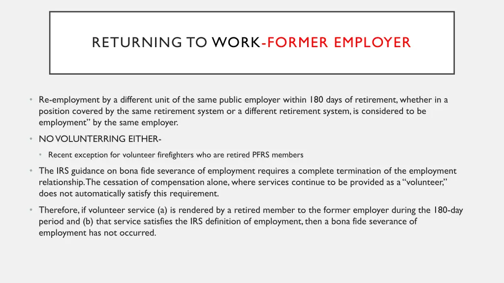 returning to work former employer 1