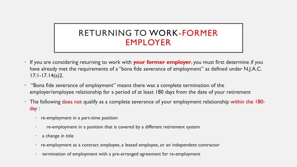 returning to work former employer