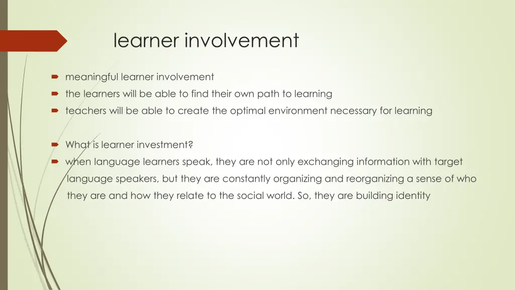 learner involvement