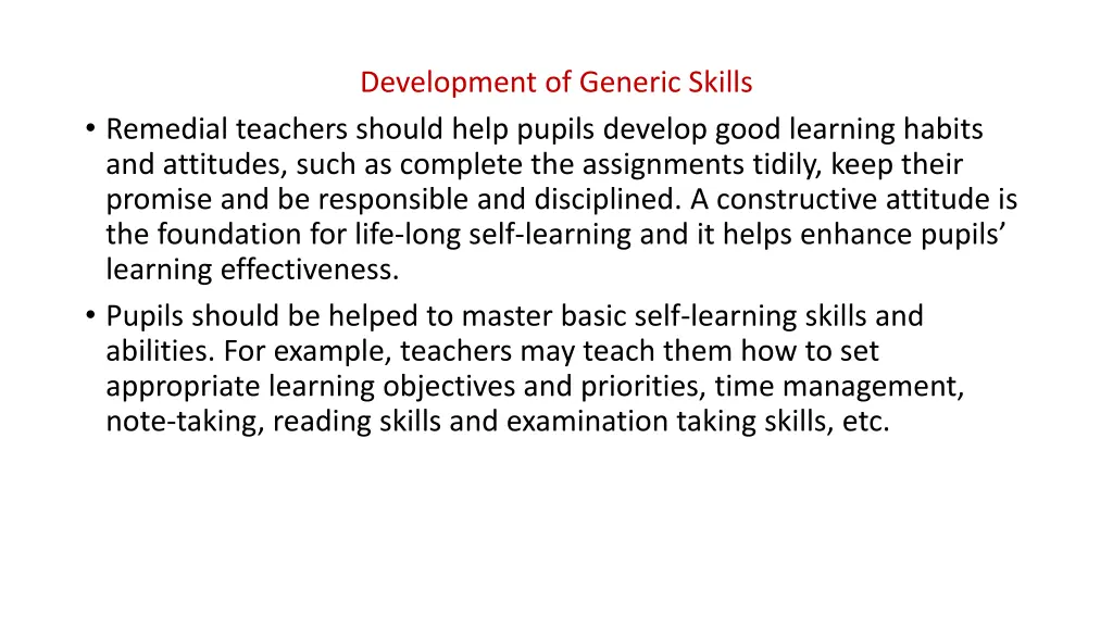 development of generic skills