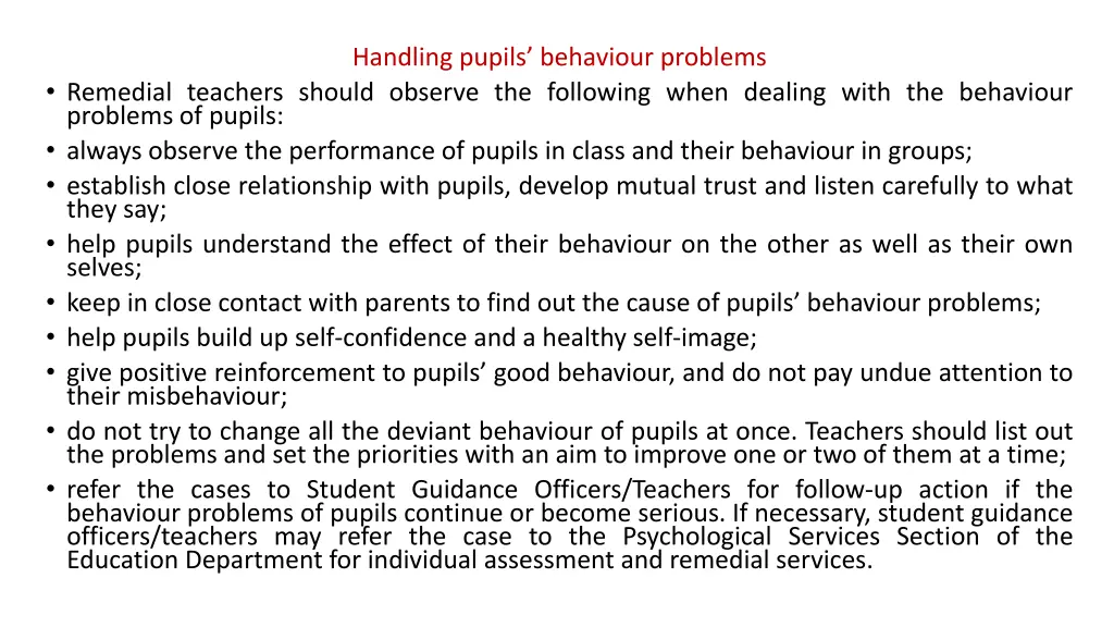 handling pupils behaviour problems