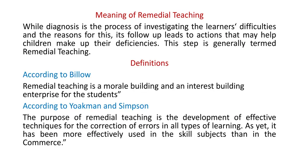 meaning of remedial teaching