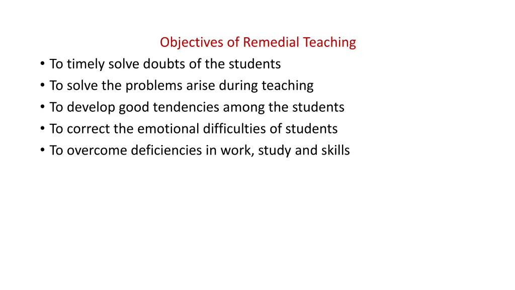 objectives of remedial teaching