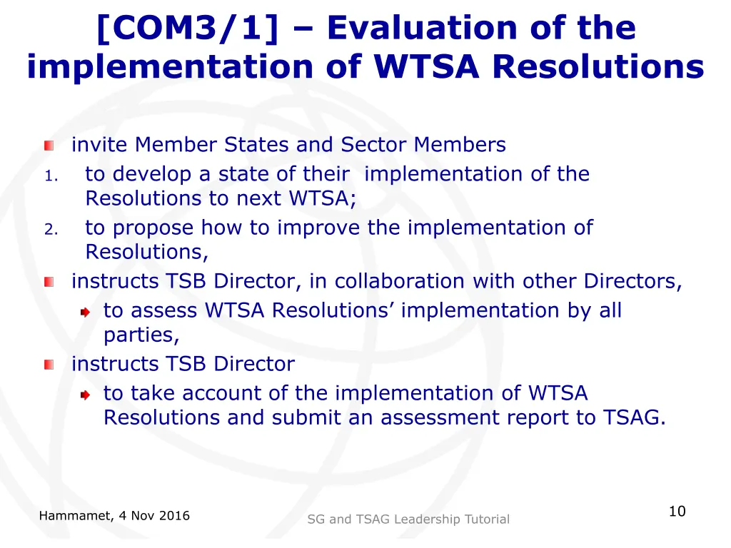 com3 1 evaluation of the implementation of wtsa