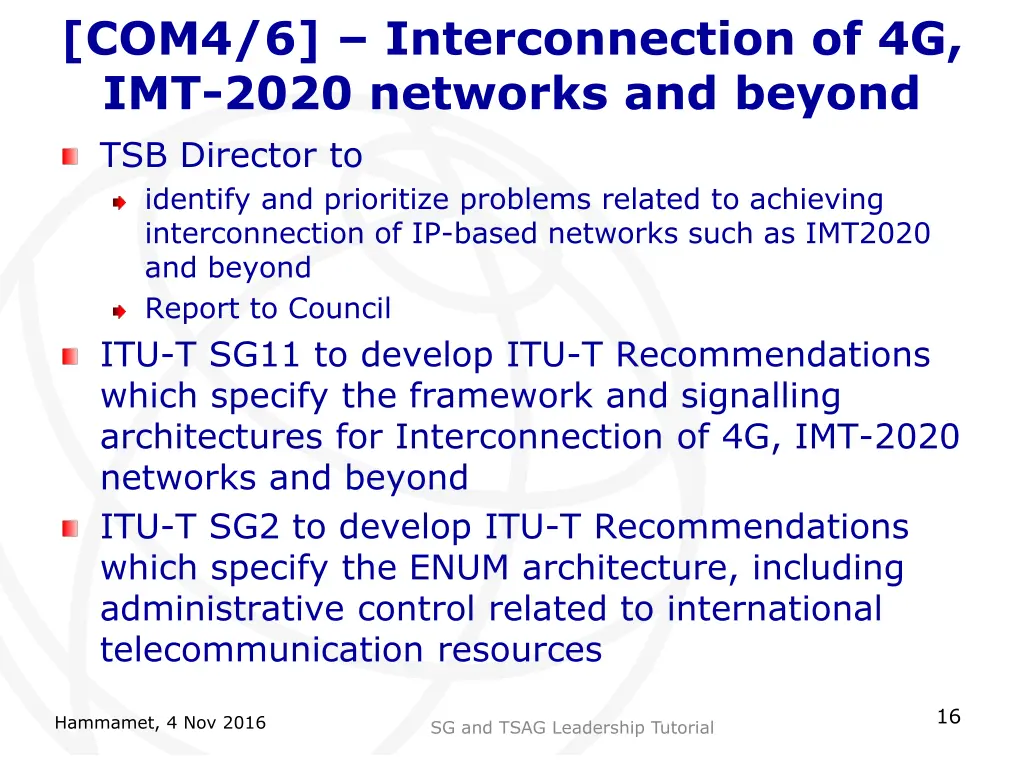 com4 6 interconnection of 4g imt 2020 networks