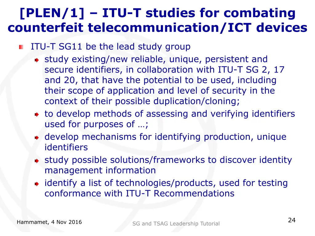 plen 1 itu t studies for combating counterfeit