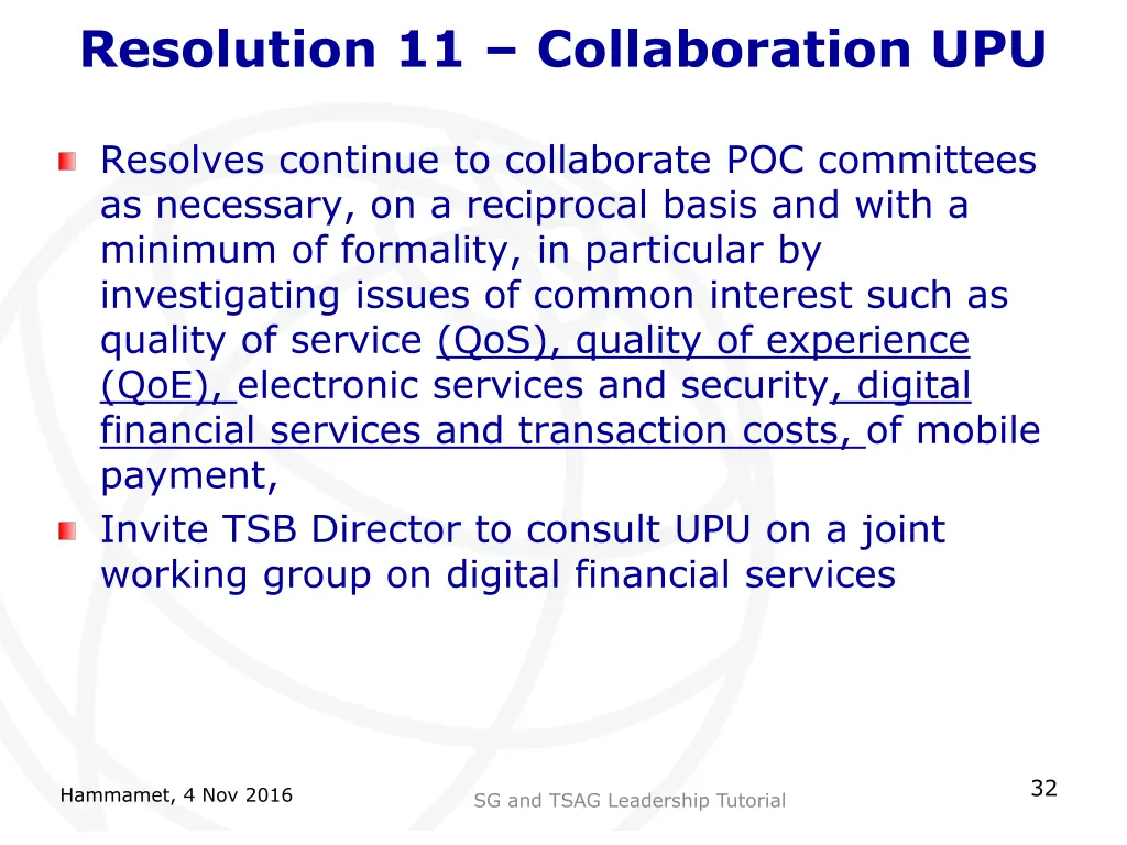 resolution 11 collaboration upu