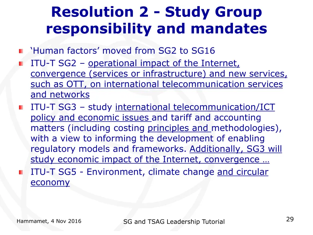 resolution 2 study group responsibility