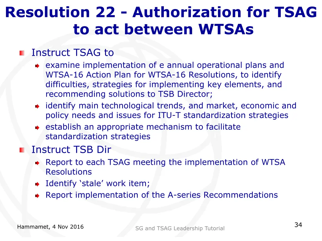 resolution 22 authorization for tsag