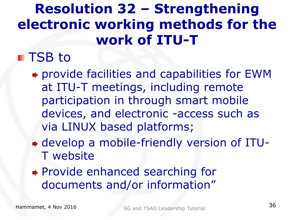 resolution 32 strengthening electronic working