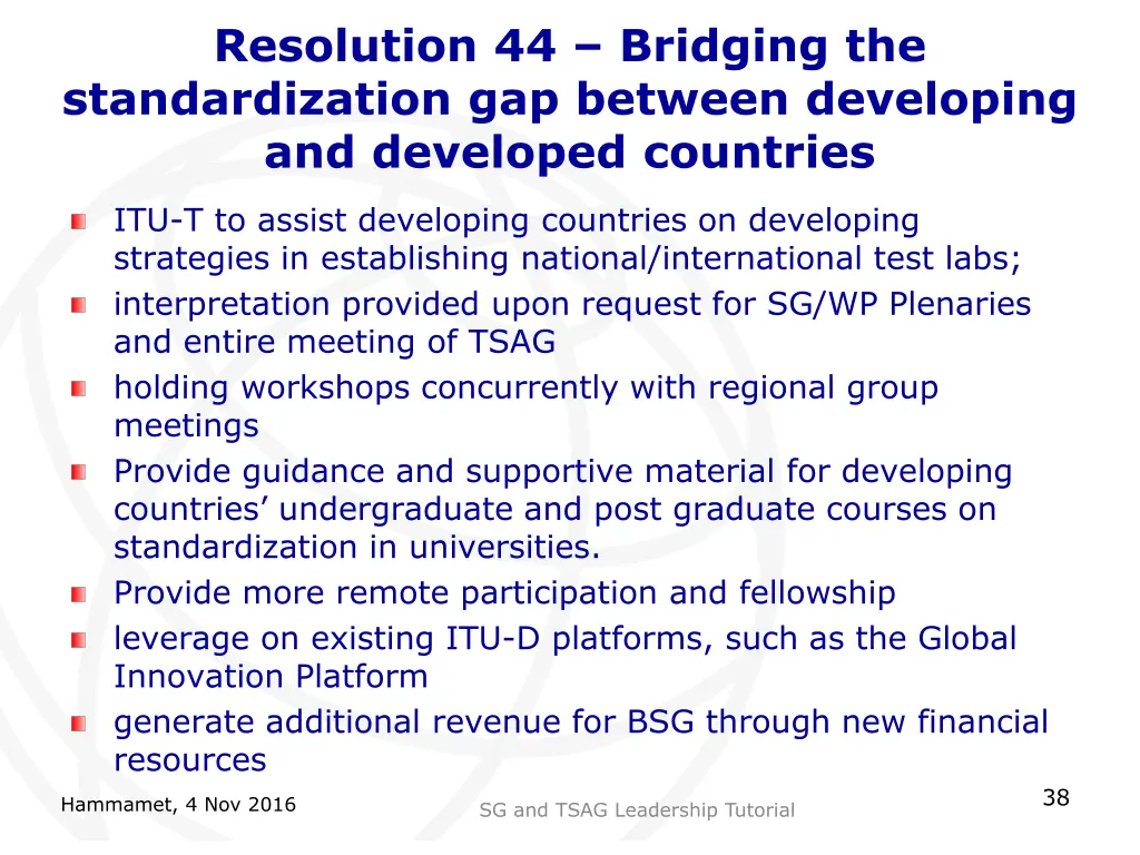 resolution 44 bridging the standardization