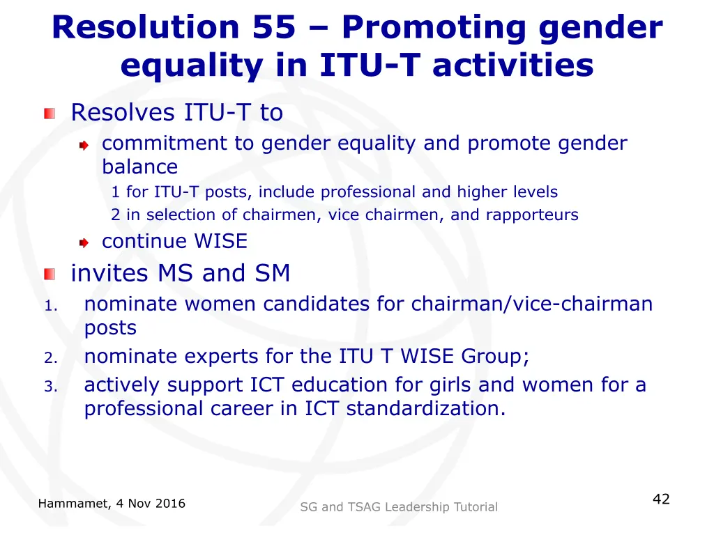 resolution 55 promoting gender equality