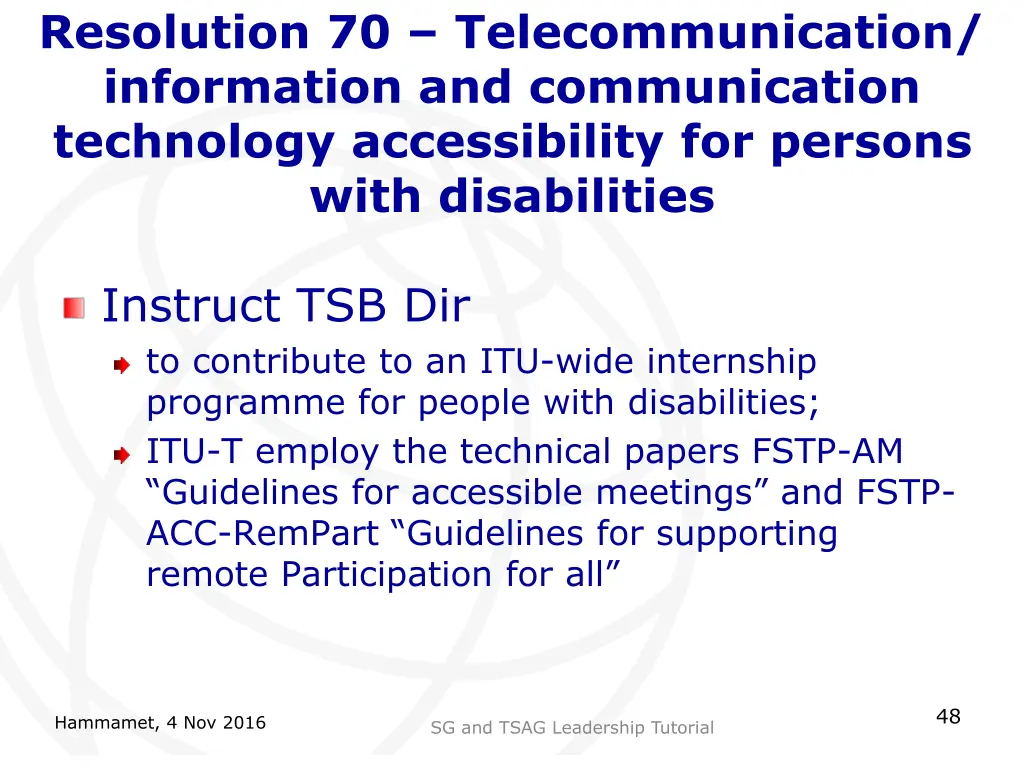 resolution 70 telecommunication information