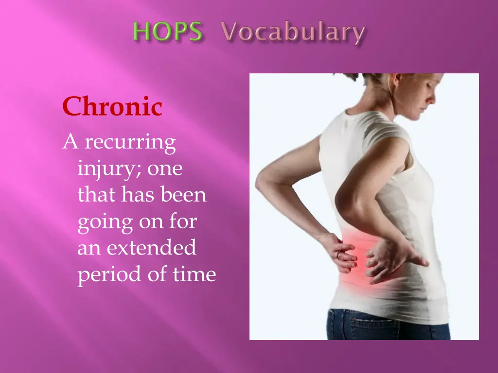 chronic a recurring injury one that has been