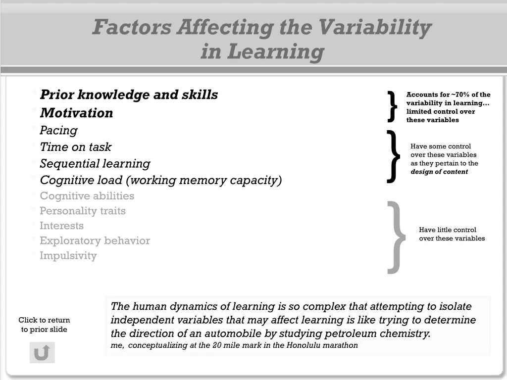 factors affecting the variability in learning