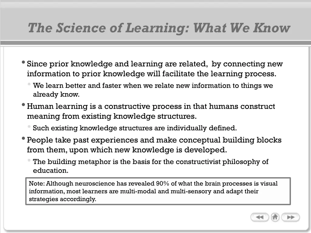 the science of learning what we know