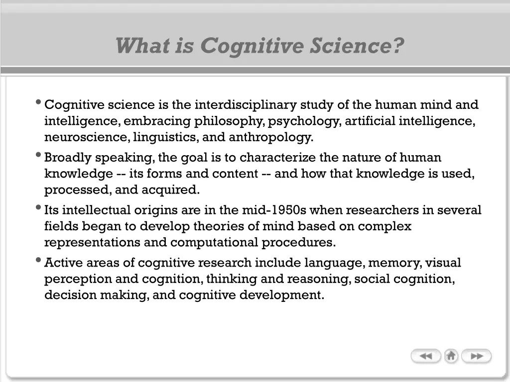 what is cognitive science