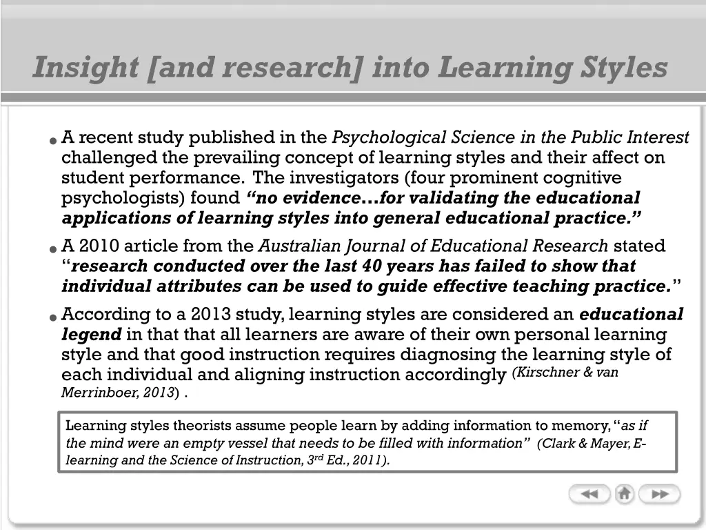 insight and research into learning styles