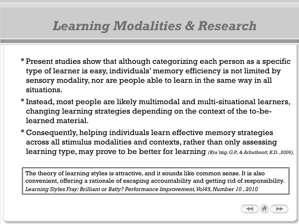 learning modalities research