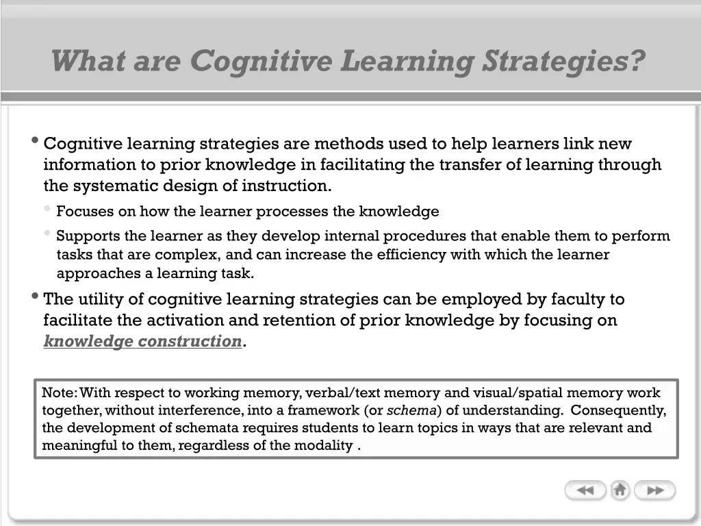 what are cognitive learning strategies