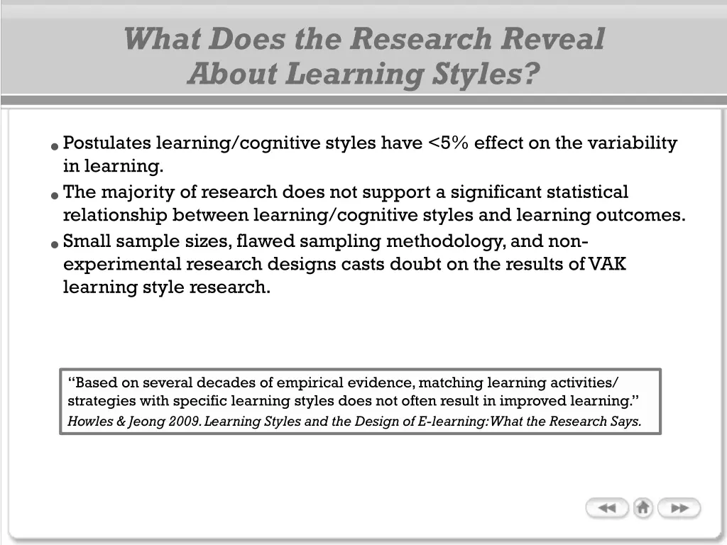 what does the research reveal about learning 1