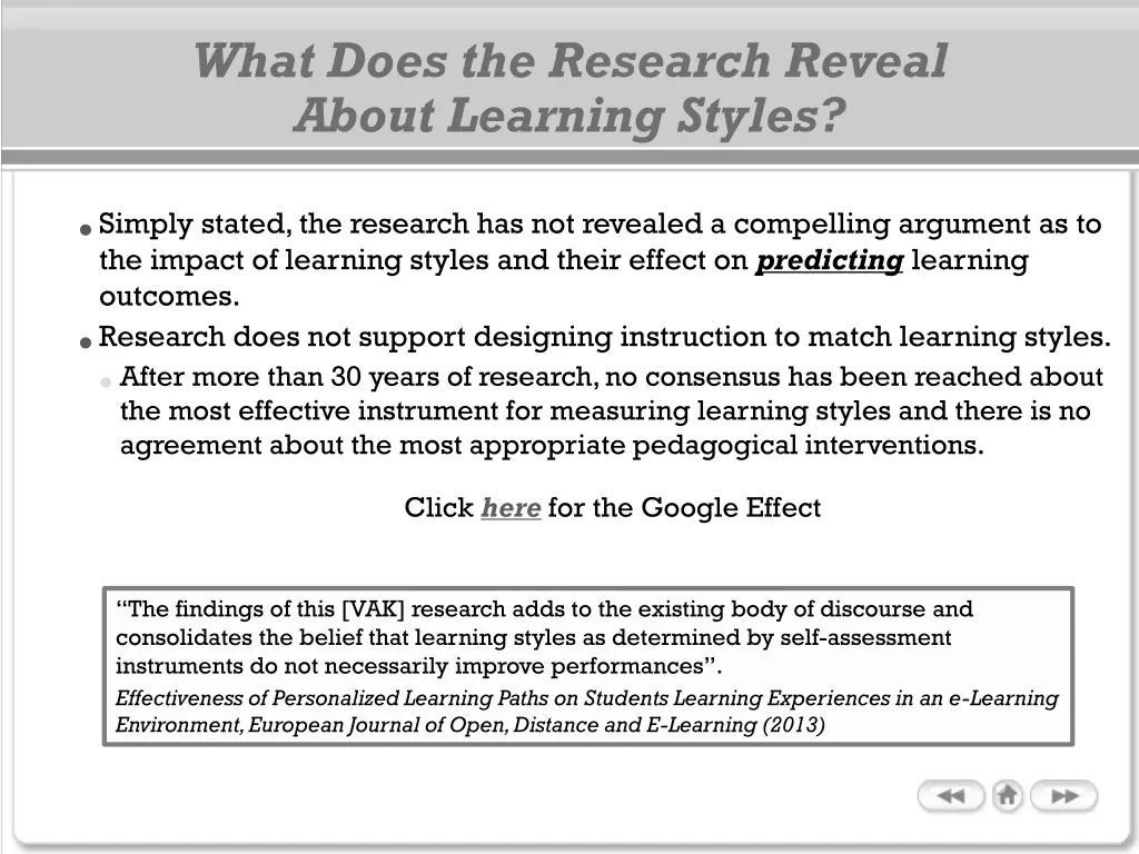 what does the research reveal about learning