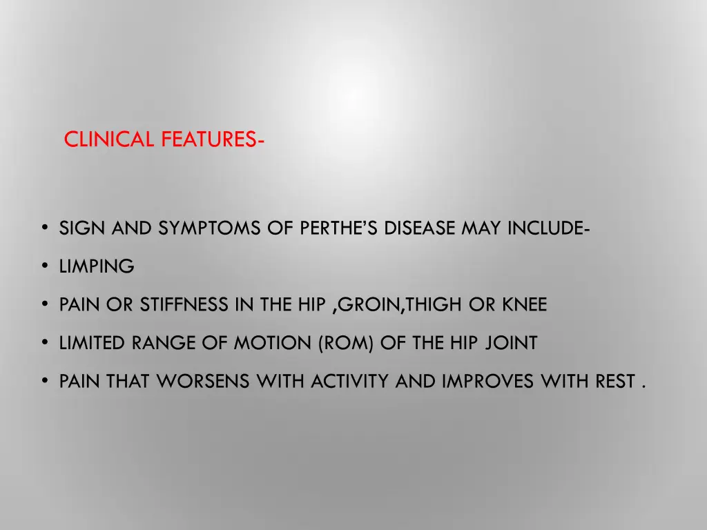 clinical features