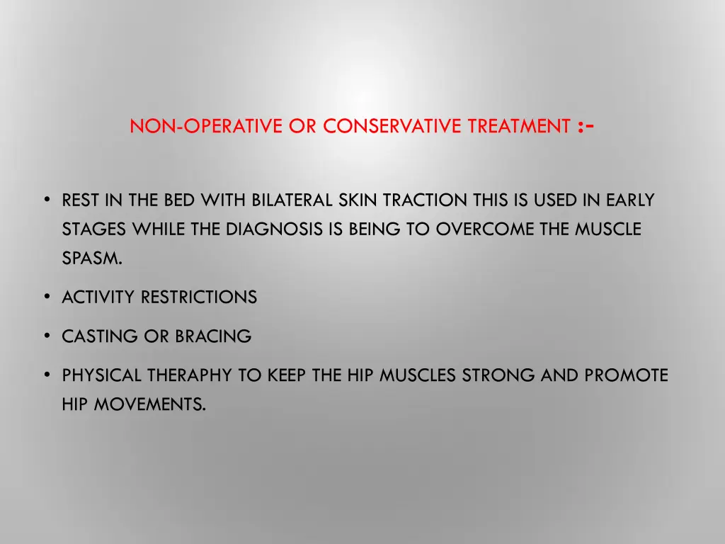 non operative or conservative treatment