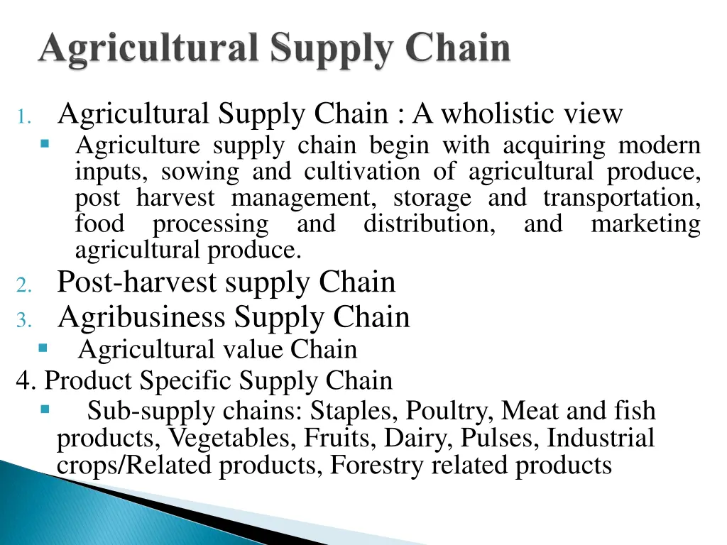 1 agricultural supply chain a wholistic view