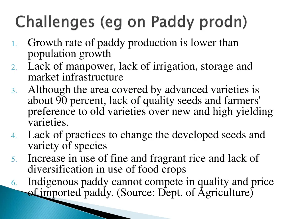 growth rate of paddy production is lower than