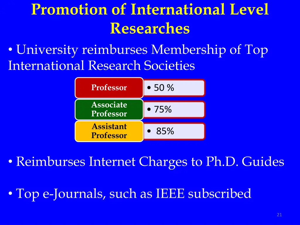 promotion of international level researches