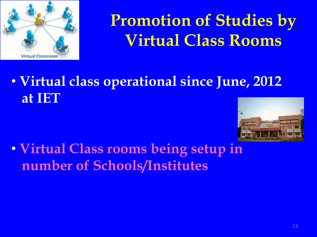 promotion of studies by virtual class rooms