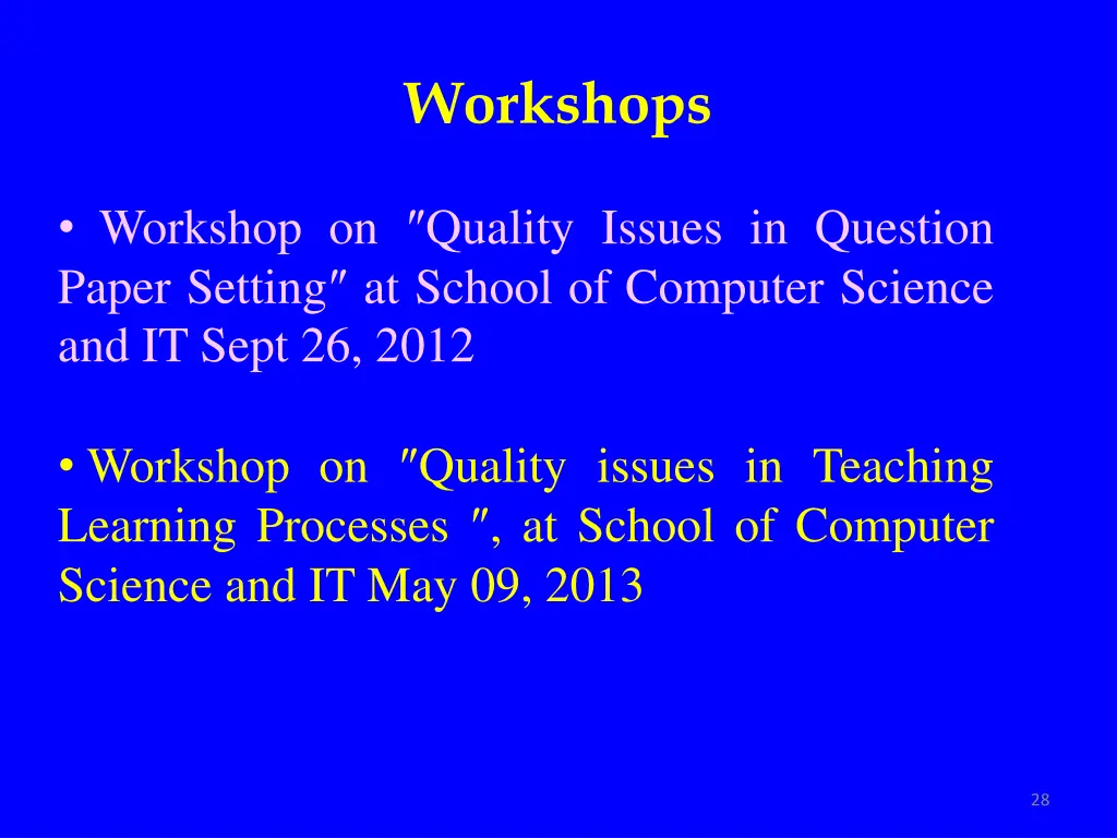 workshops