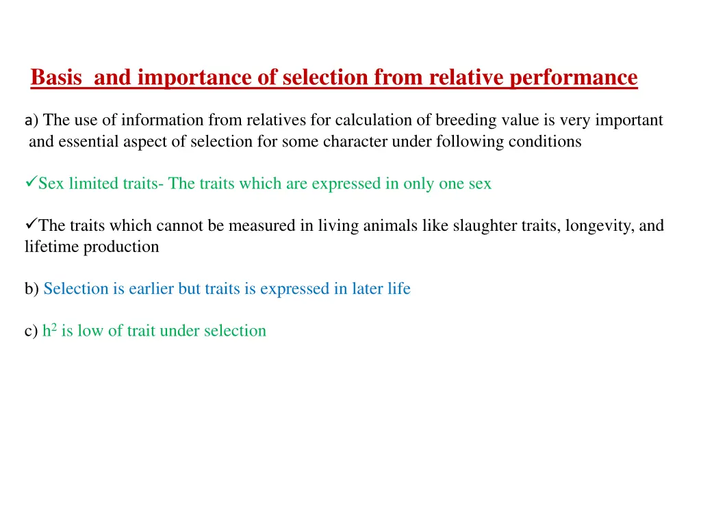 basis and importance of selection from relative