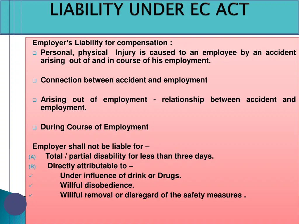 employer s liability for compensation personal