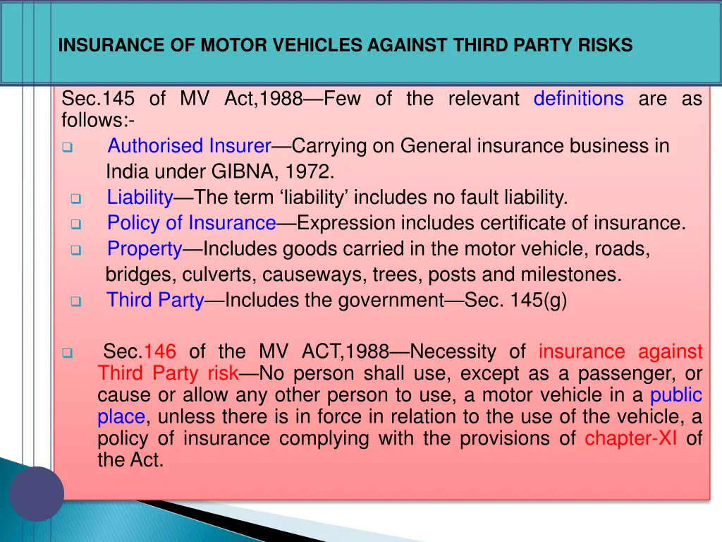 insurance of motor vehicles against third party