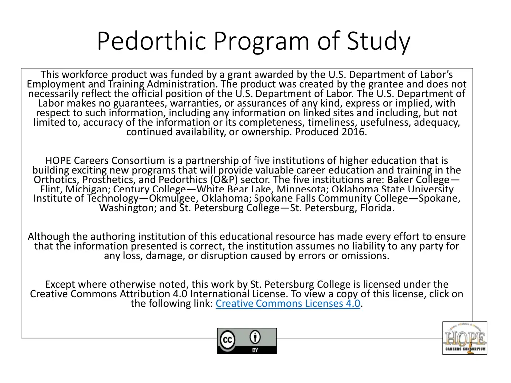 pedorthic program of study