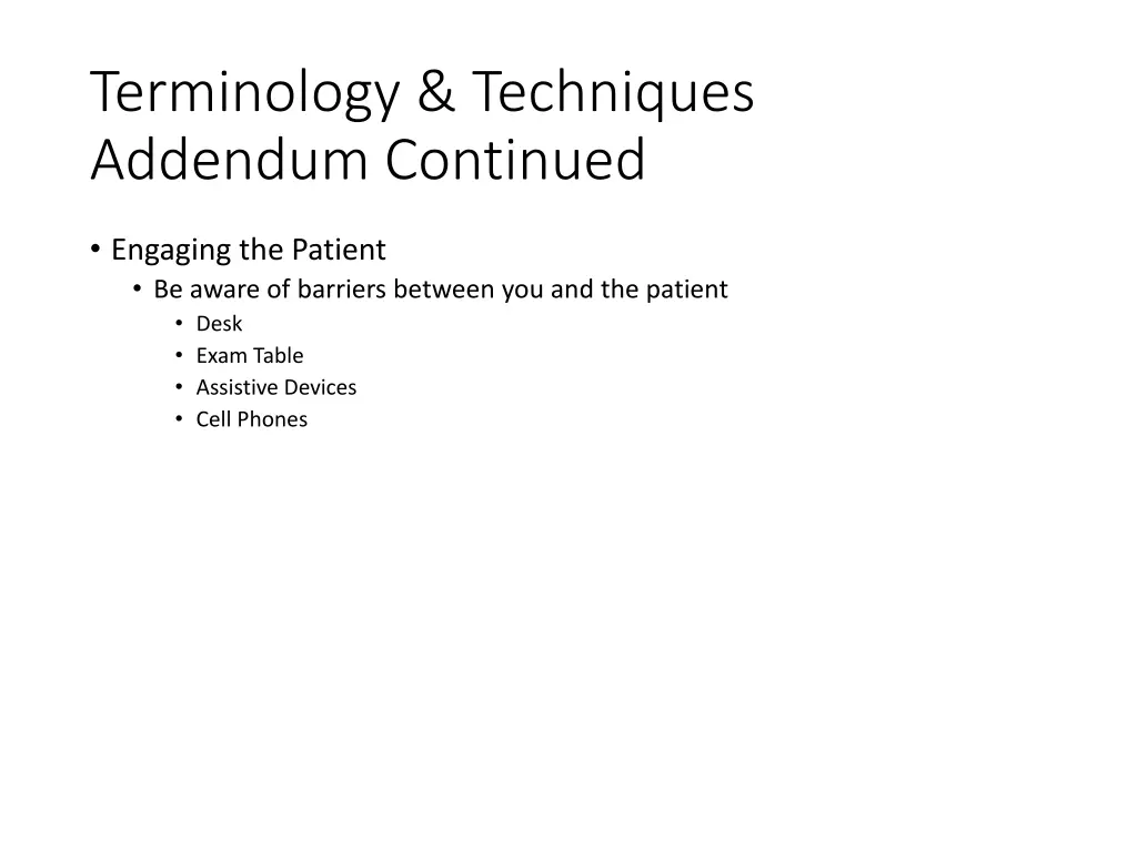 terminology techniques addendum continued