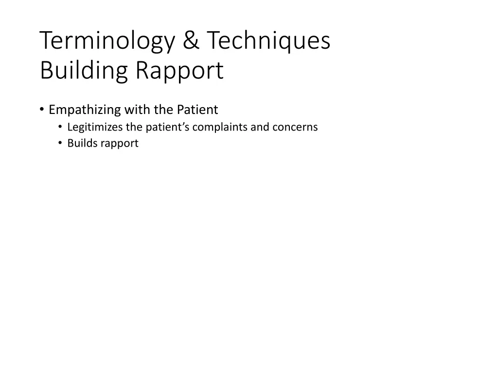 terminology techniques building rapport