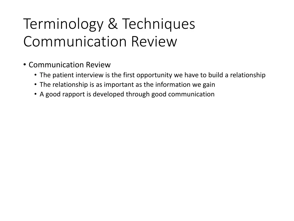 terminology techniques communication review