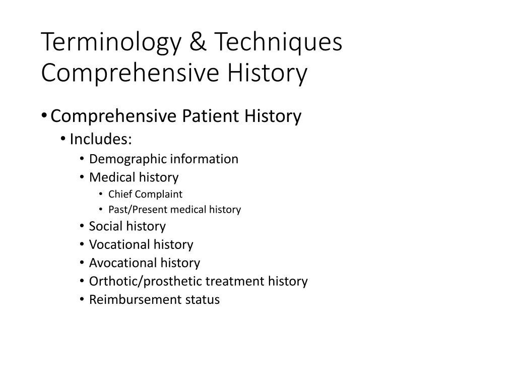 terminology techniques comprehensive history